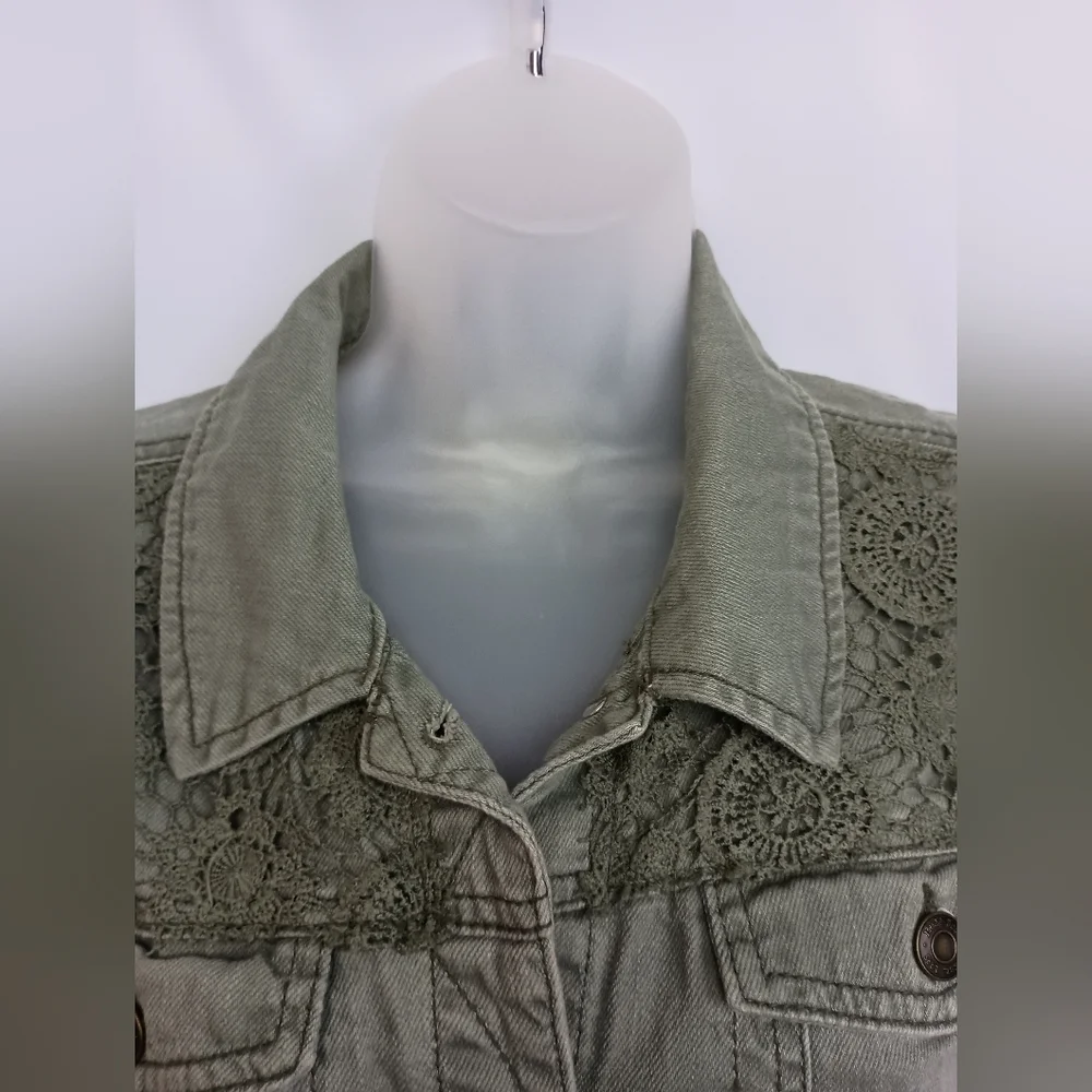 Green MUDD‎ Vintage Sleeveless Office XL Denim Vest with Lace Detail (#1,538)(C) - Picture 5 of 8